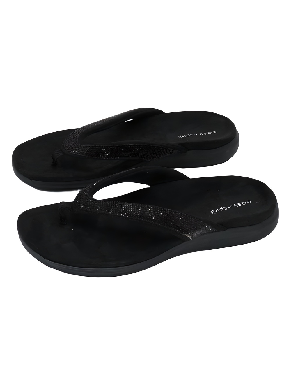 Easy Spirit Womens Wendi Embellished Black Rhinestone Thong Sandals Size 8M - Picture 3 of 6